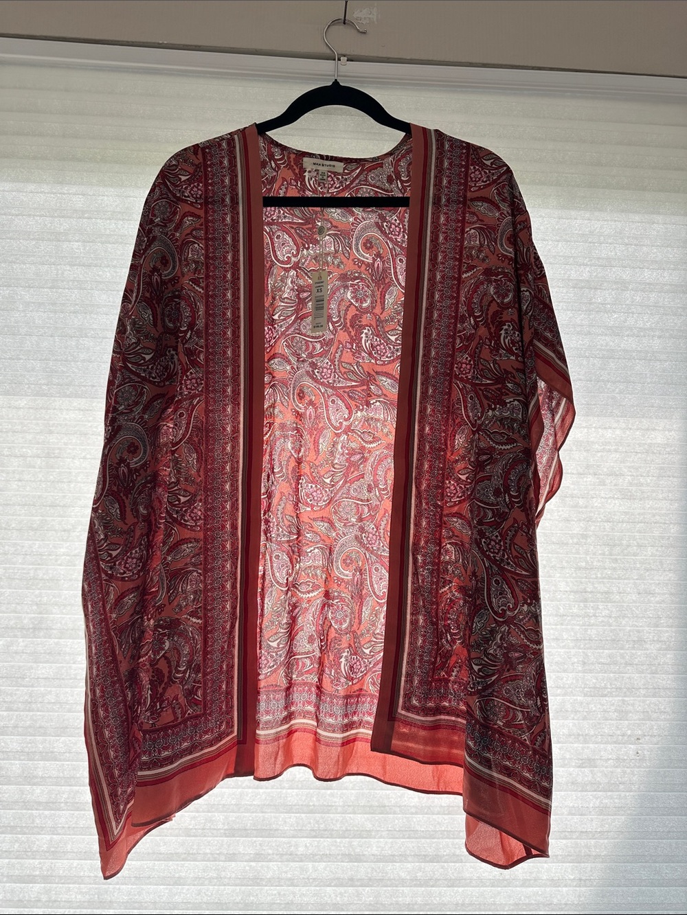 Max Studio Pink Coral Paisley Kimono Top